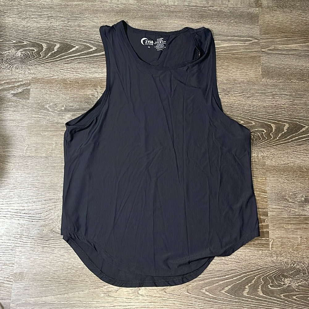 Zyia Active Women's Racerback Black Tank Silky Ribbed‎ Size XL
